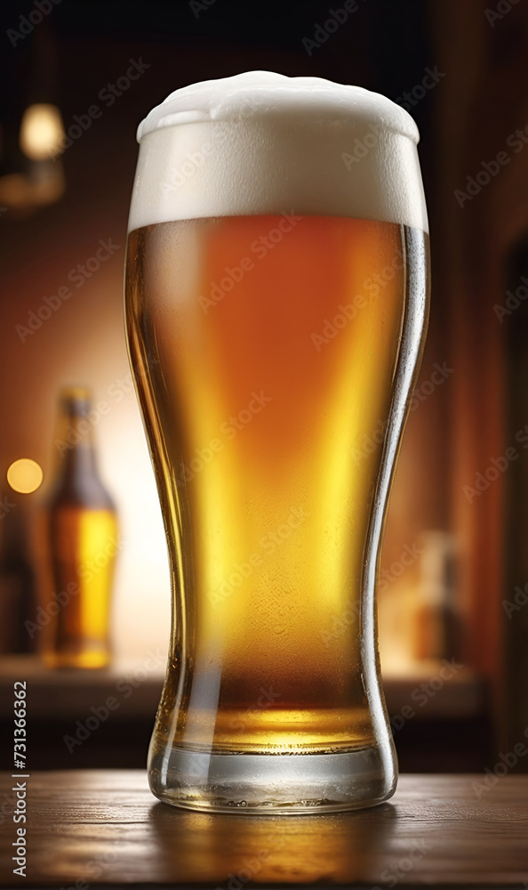 A glass full of cold, fresh beer with foam. A glass full of cold, fresh beer with foam.