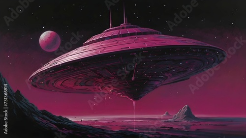 Fototapeta Naklejka Na Ścianę i Meble -  pink spaceship concept 