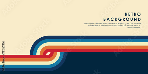 Retro vintage 70s style stripes background poster lines. shapes vector design graphic 1970s retro background. abstract stylish 70s era line frame illustration	