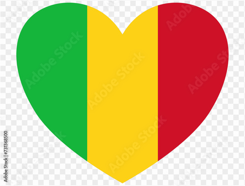 Mali flag in heart shape isolated  on  transparent  background. vector illustration