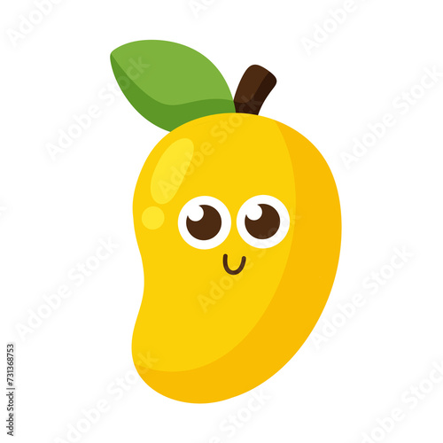 mango fruit cartoon character icon.