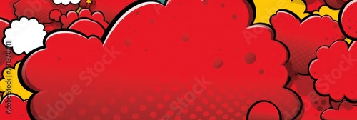 Red vintage pop art style speech bubble vector pattern background 