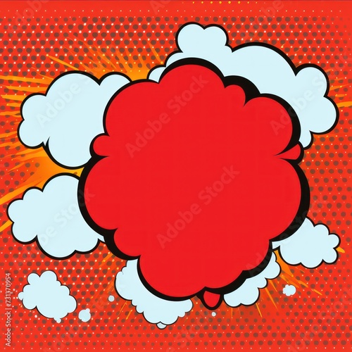 Red vintage pop art style speech bubble vector pattern background 