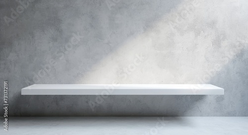 Minimalist Product Display: White Shelf on Light Gray Wall