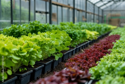 Seedlings in a greenhouse. Background with selective focus and copy space © top images