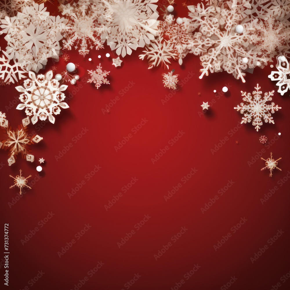Ruby christmas card with white snowflakes vector illustration 