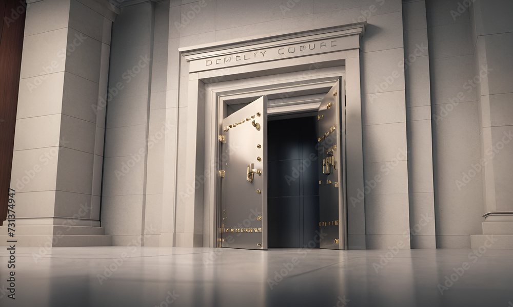 3d render Opening Of The Vault Door In Bank with a lot of money 3d render Opening Of The Vault Door In Bank with a lot of money