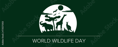 Banner for World Wildlife Day with drawn animals 