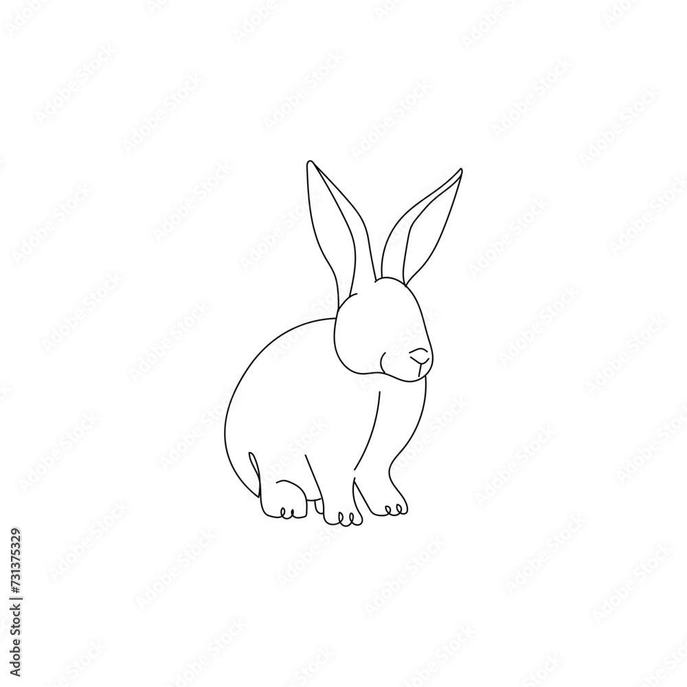 Cute drawn bunny on white background
