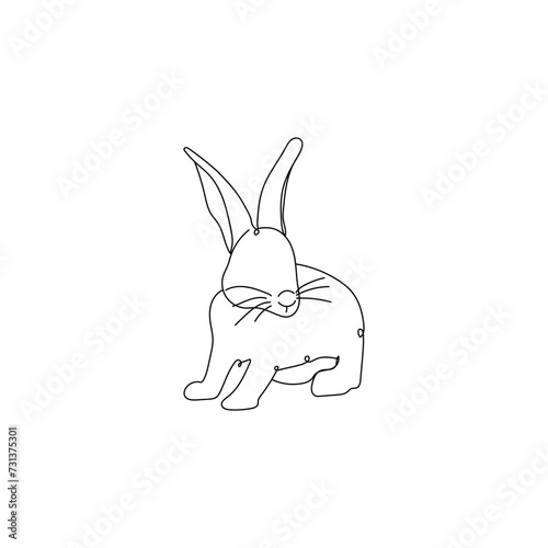 Cute drawn bunny on white b...