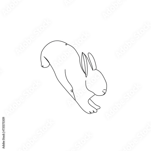 Cute drawn bunny on white b...