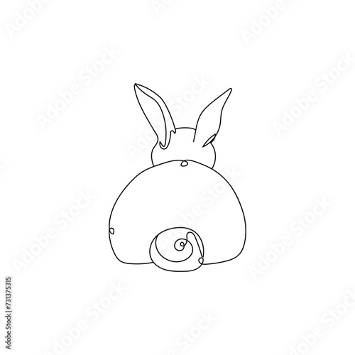 Cute drawn bunny on white b...