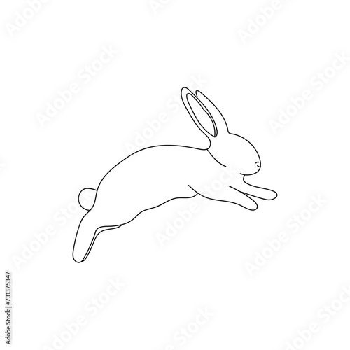 Drawn jumping bunny on whit...