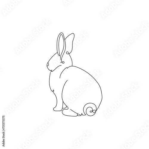 Cute drawn bunny on white b...