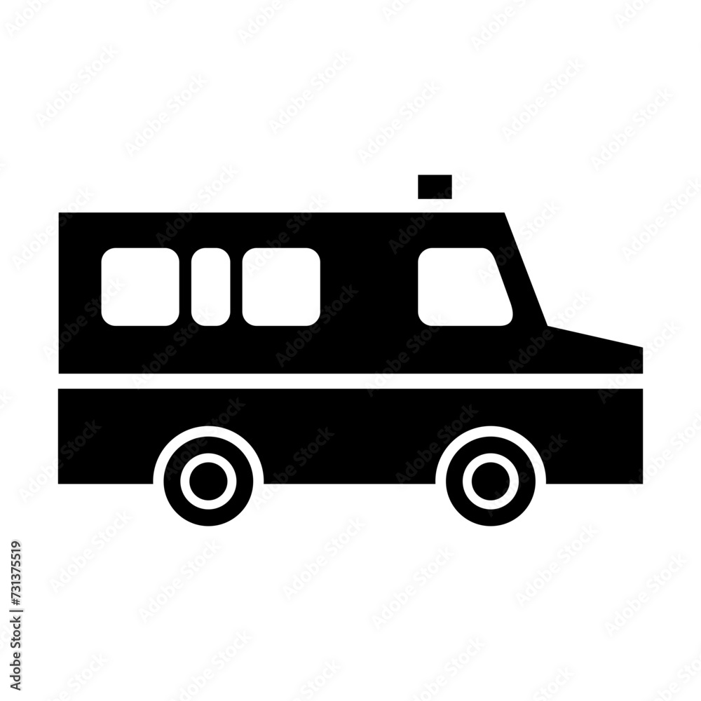 Black Car, Truck, Bus Transportation Icon Vector 