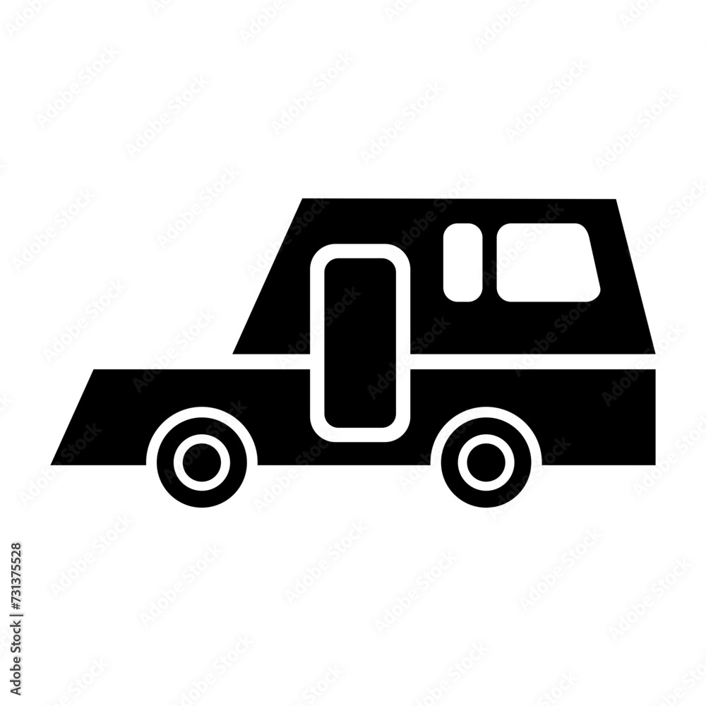 Black Car, Truck, Bus Transportation Icon Vector 