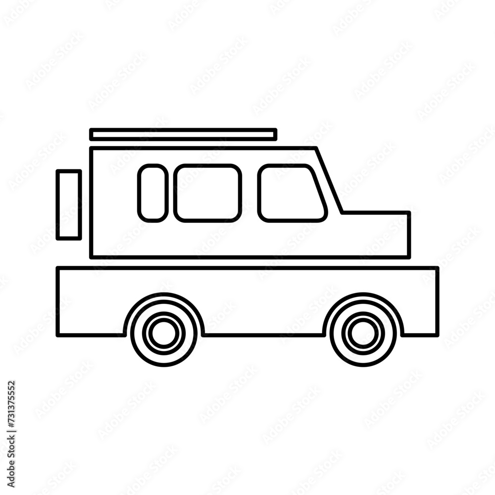 Black Car  Truck  Bus Icon Vector Lines art