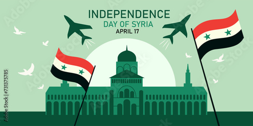 Greeting banner for Independence Day of Syria