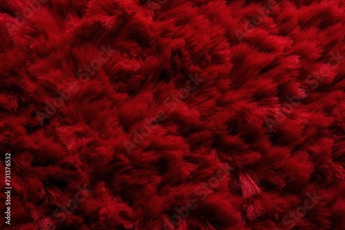 Ruby plush carpet close-up photo, flat lay 