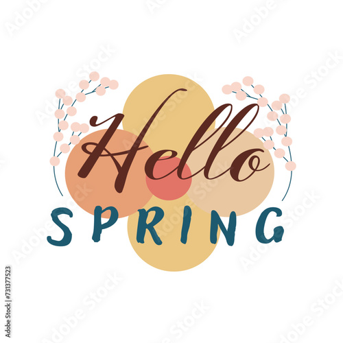 Text HELLO, SPRING and bran...