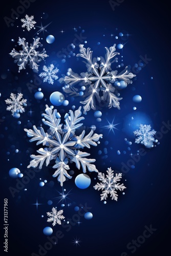 Sapphire christmas card with white snowflakes vector illustration 