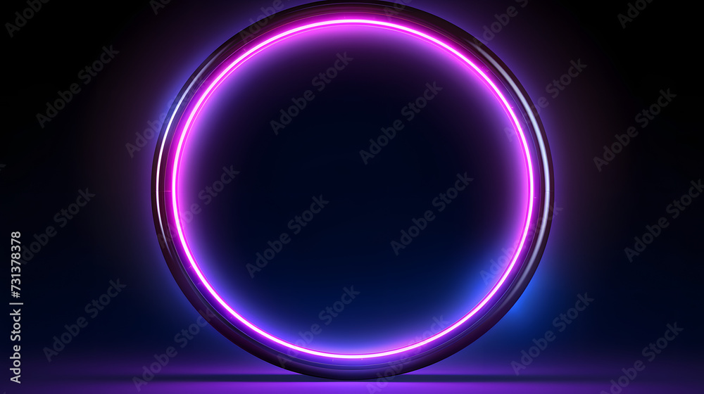 Fototapeta premium Abstract glowing color neon portal with dark background