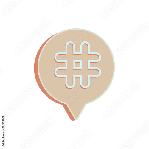 Speech bubble with hashtag on white background