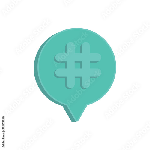 Speech bubble with hashtag on white background