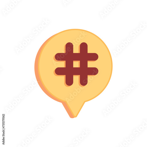 Speech bubble with hashtag on white background