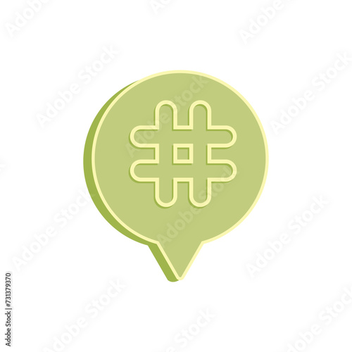Speech bubble with hashtag on white background