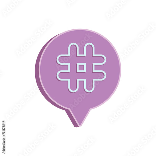 Speech bubble with hashtag on white background