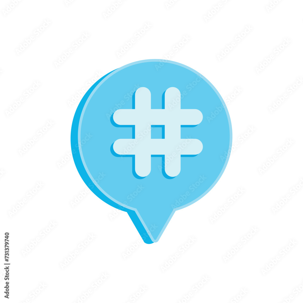Obraz premium Speech bubble with hashtag on white background