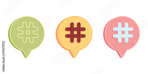 Set of hashtags on white background