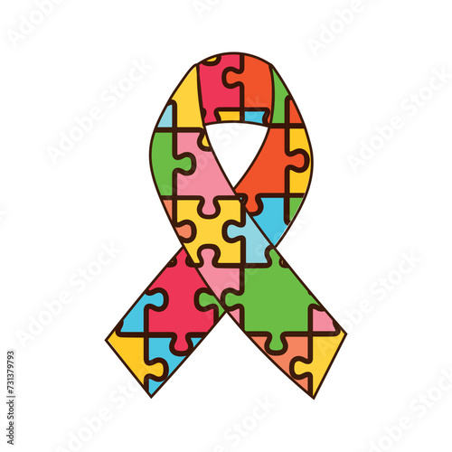 Awareness ribbon on white background. Concept of autism spectrum disorder