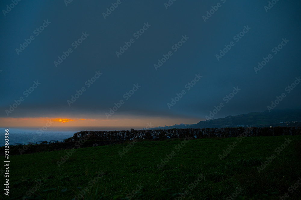 sunset over the coast 