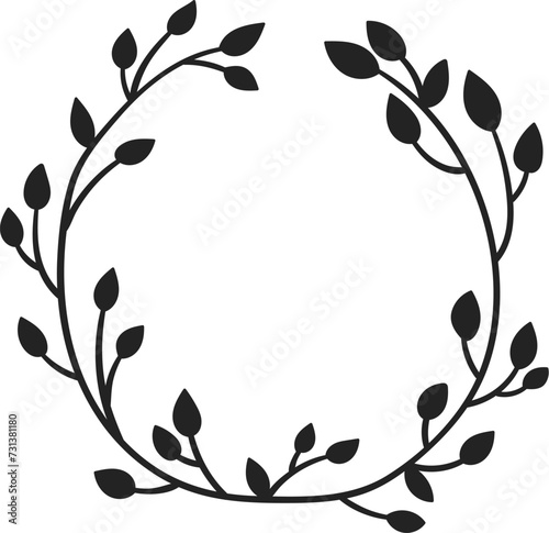 Floral Circle Frame Wreath Silhouette