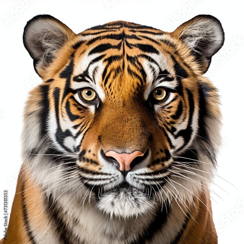 a head of tiger sumatera closeup  studio light   isolated on white background