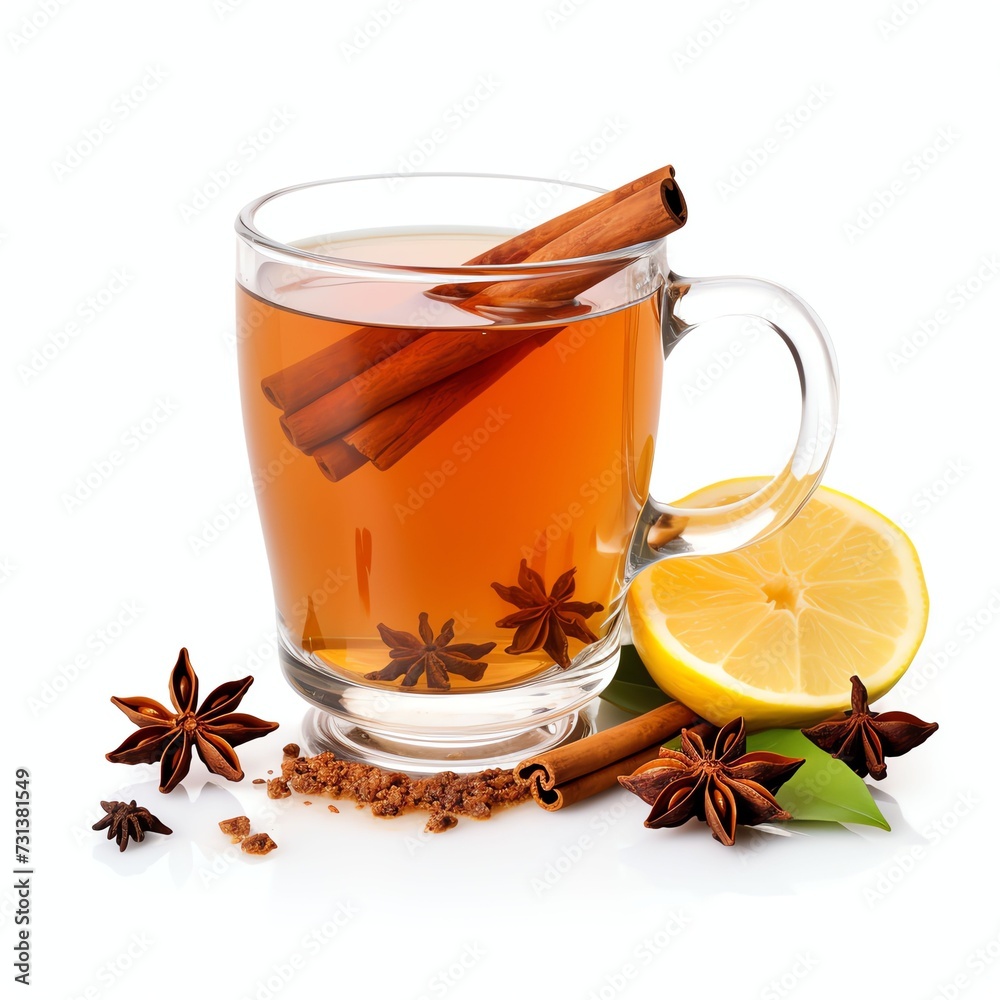 a Hot mulled apple cider with with cinnamon sticks cloves and anise, studio light , isolated on white background a Hot mulled apple cider with with cinnamon sticks cloves and anise, studio light , isolated on white background