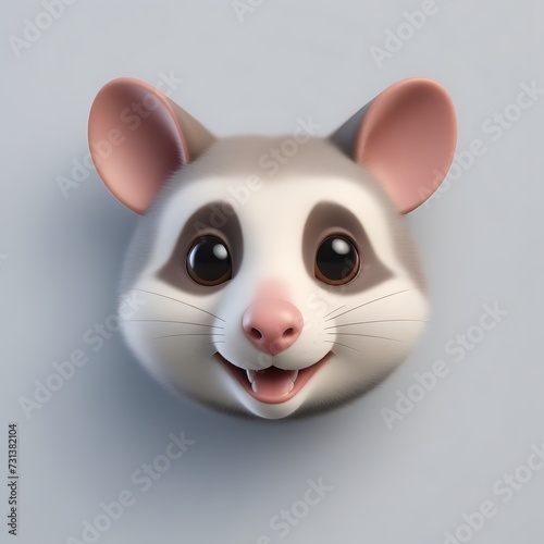 Possum 3D sticker vector Emoji icon illustration, funny little animals, possum on a white background