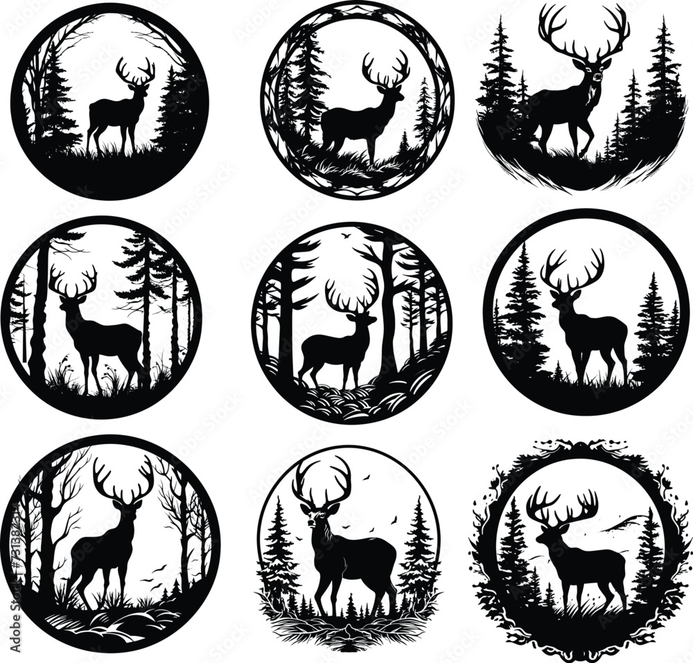 deer silhouette, logo, set vector illustration
deer silhouette, logo, set vector illustration