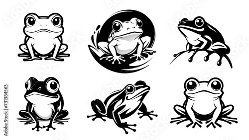 set of frog silhouette