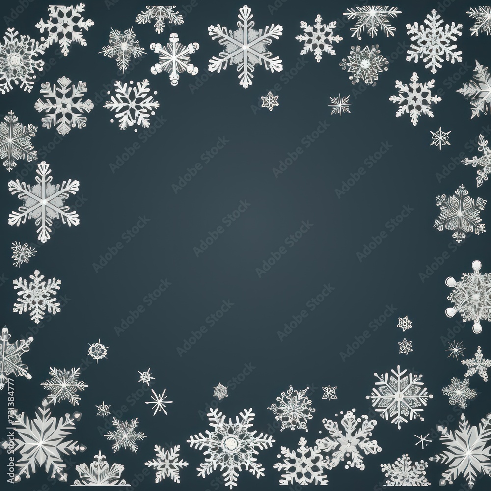 Slate christmas card with white snowflakes vector illustration