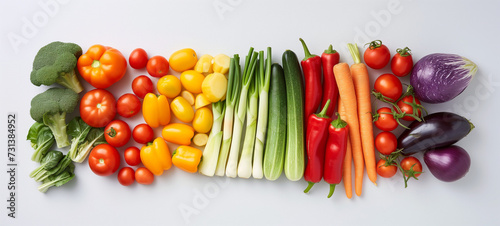 Fresh vegetable selection after shopping on the local market tomato carrot pepper cucunber squash potato onion isolated white background © Erzsbet