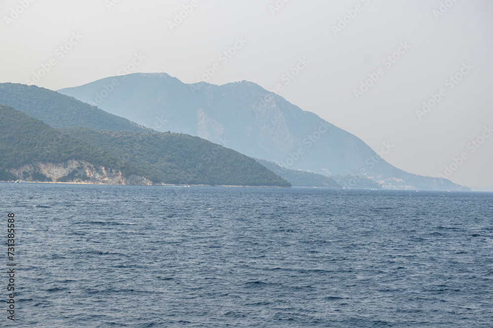 Panoramic view of coastline of Lefkada, Greece