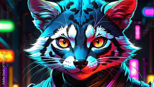 Ethereal Splendor: The Civet Ninja's Diverse Attire and Vibrant Hues.(Generative AI) 