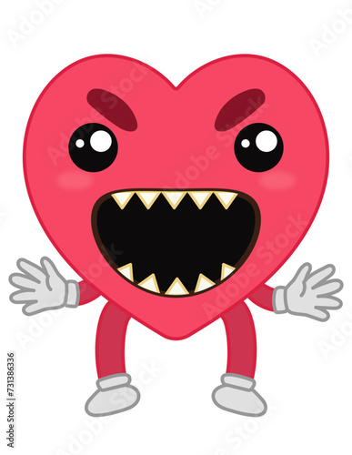 Kids Valentine's Day Heart Monster Illustration