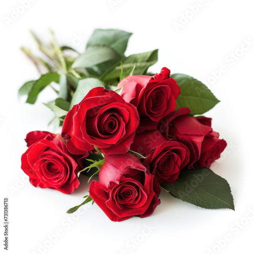 bouquet of red roses on white background  