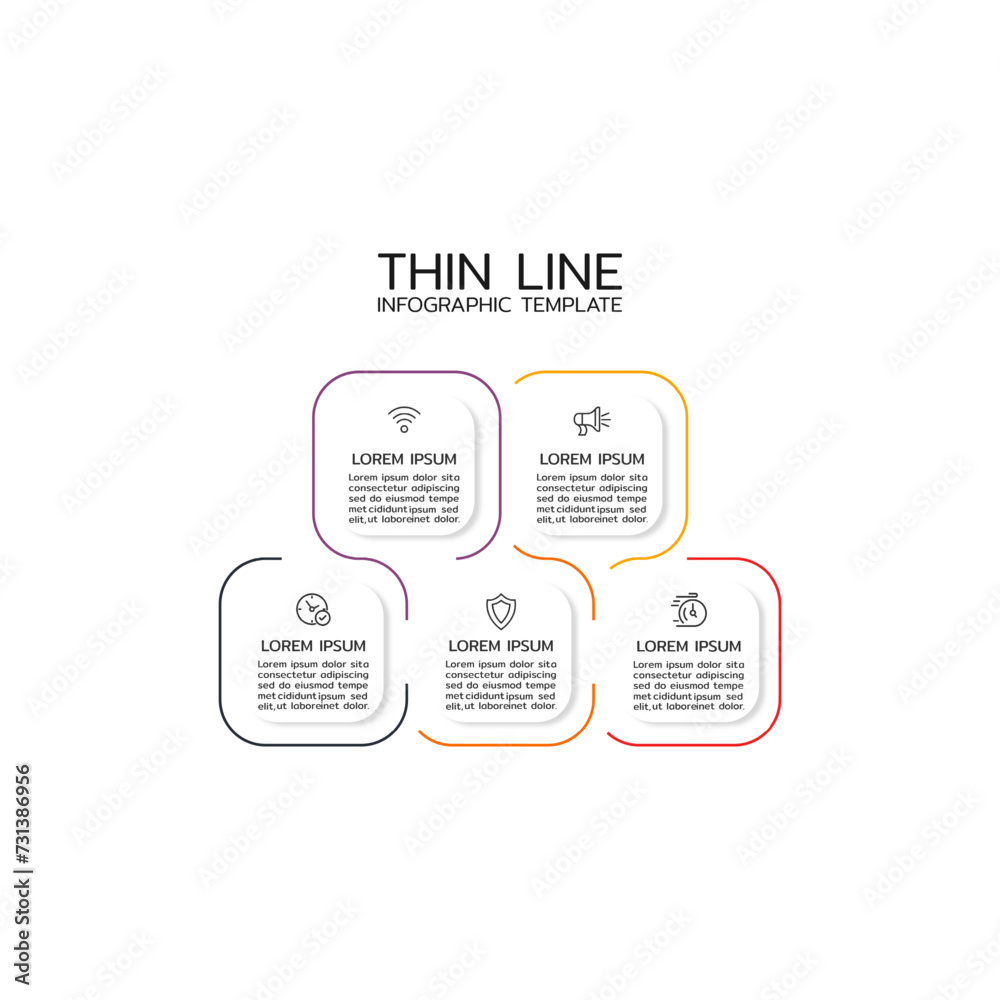Presentation business infographic template with 5 options and icons.