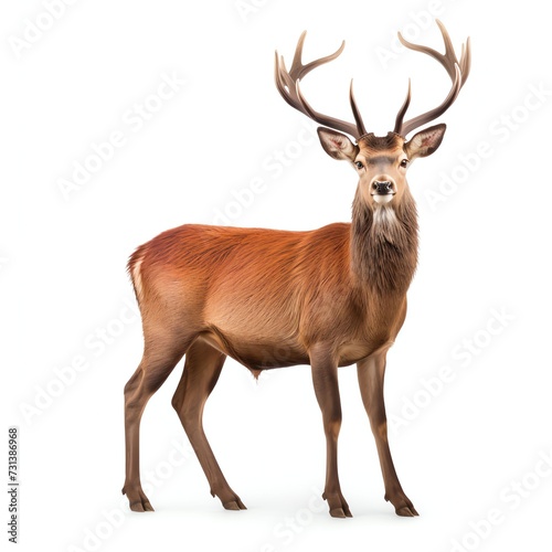 a Red deer in the nature habitat  studio light   isolated on white background