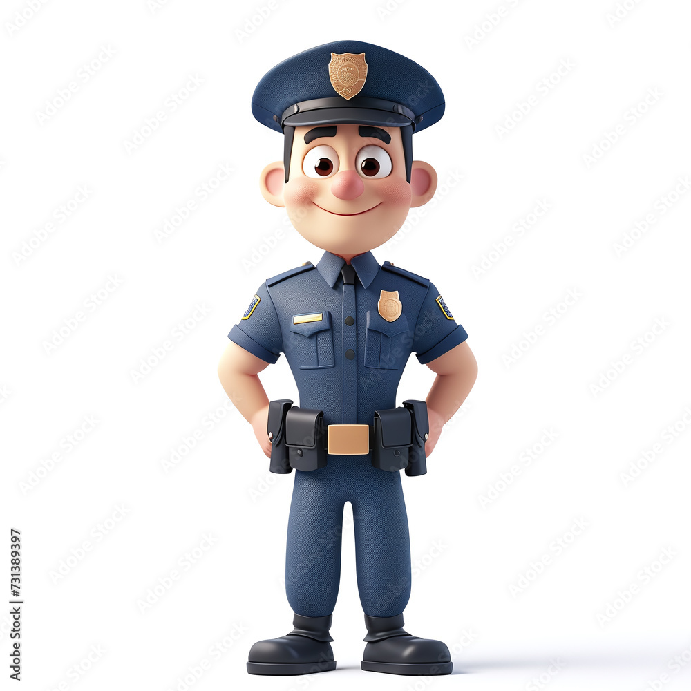Friendly Cartoon Police Officer Smiling Friendly Cartoon Police Officer Smiling